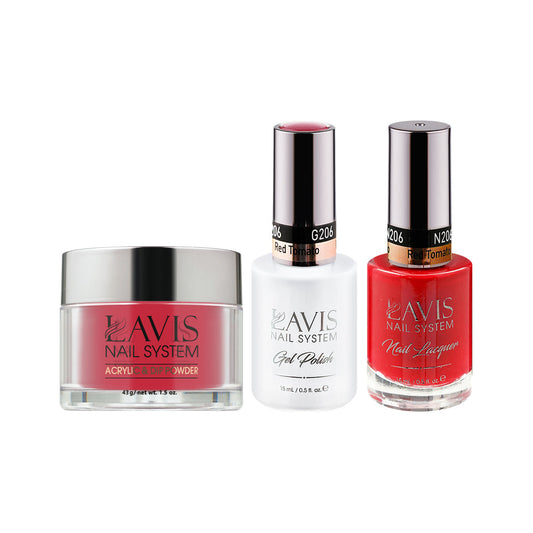 LAVIS 3 in 1 - 206 Red Tomato - Acrylic & Dip Powder, Gel & Lacquer