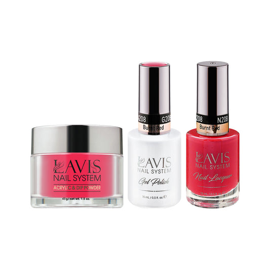 LAVIS 3 in 1 - 208 Burnt Red - Acrylic & Dip Powder, Gel & Lacquer