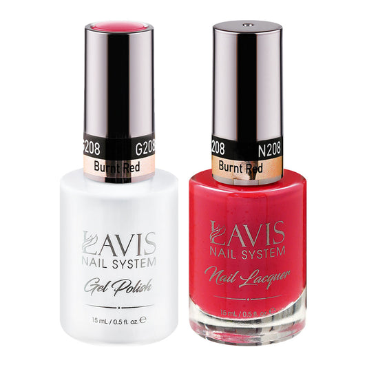 LAVIS 208 Burnt Red - Gel Polish & Matching Nail Lacquer Duo Set - 0.5oz