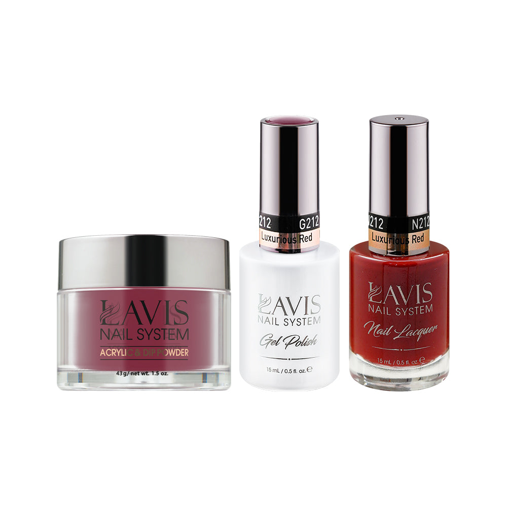 LAVIS 3 in 1 - 212 Luxurious Red - Acrylic & Dip Powder, Gel & Lacquer