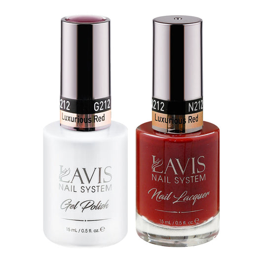 LAVIS 212 Luxurious Red - Gel Polish & Matching Nail Lacquer Duo Set - 0.5oz