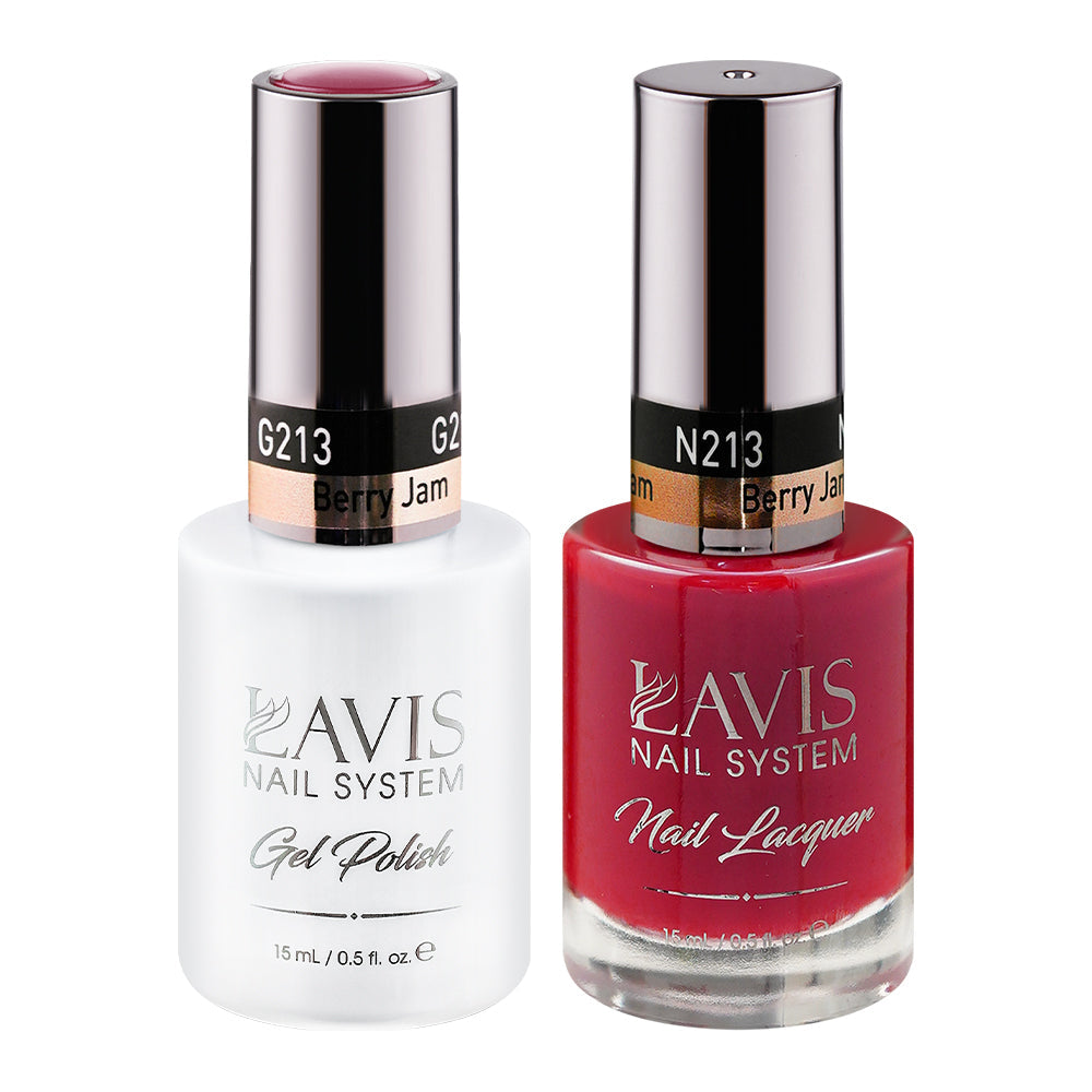 LAVIS 213 Berry Jam - Gel Polish & Matching Nail Lacquer Duo Set - 0.5oz