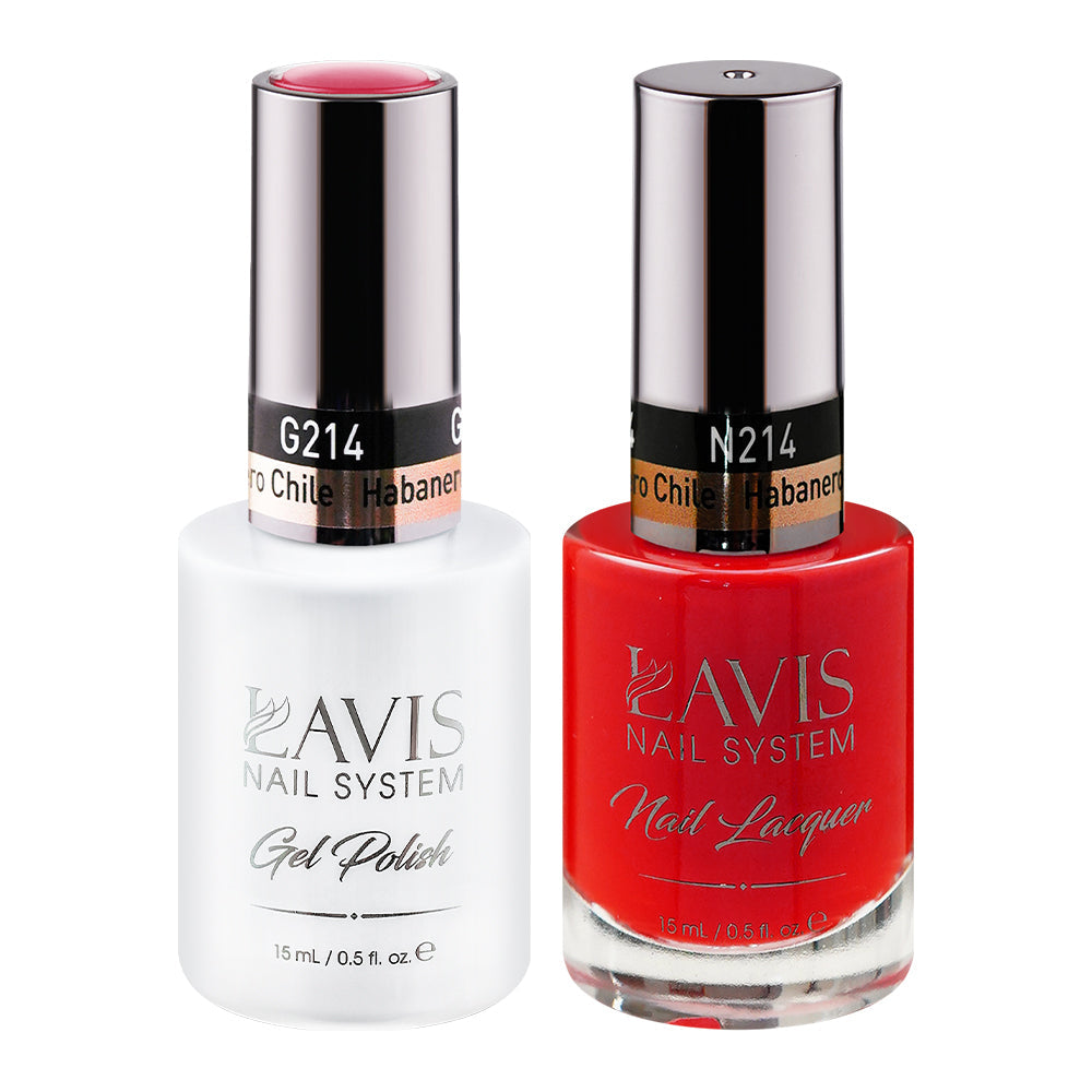 LAVIS 214 Habanero Chile - Gel Polish & Matching Nail Lacquer Duo Set - 0.5oz