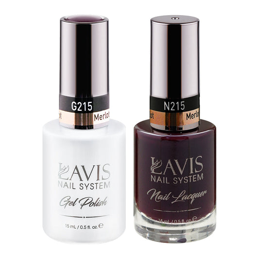 LAVIS 215 Merlot - Gel Polish & Matching Nail Lacquer Duo Set - 0.5oz