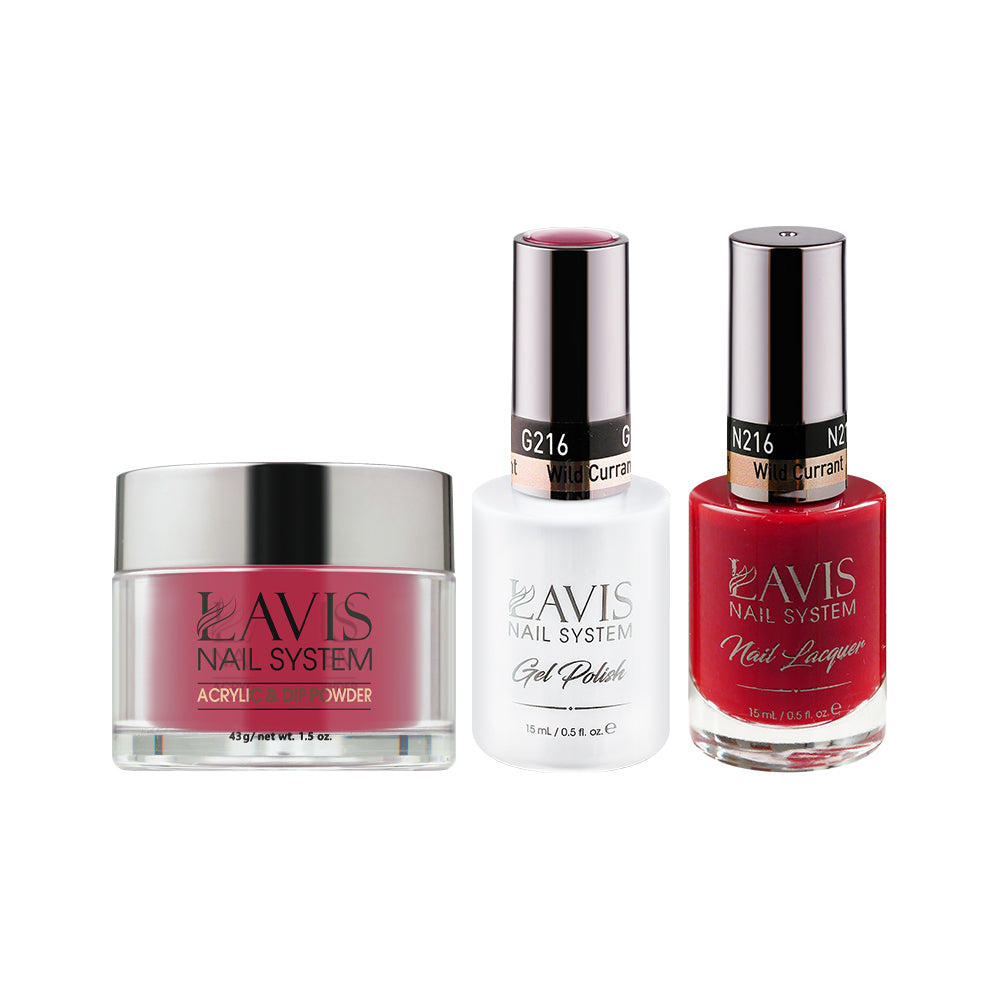 LAVIS 3 in 1 - 216 Wild Currant - Acrylic & Dip Powder, Gel & Lacquer