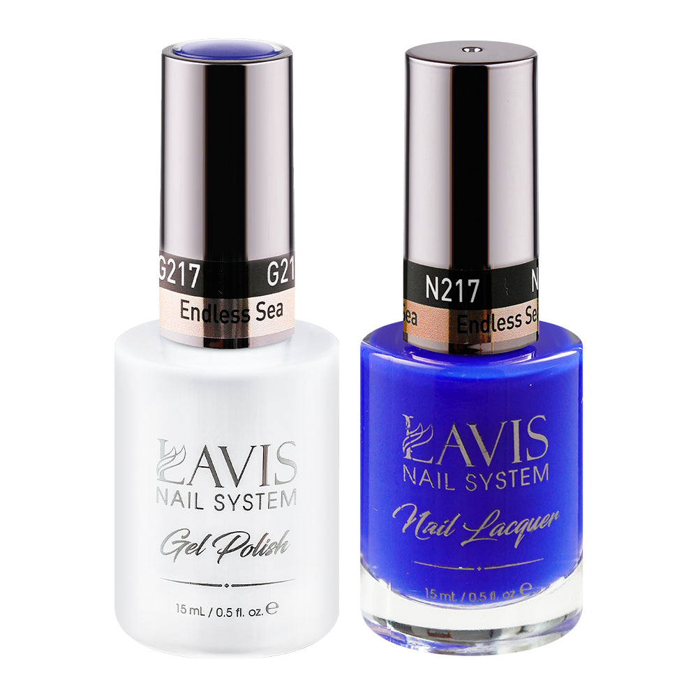 LAVIS 217 Endless Sea - Gel Polish & Matching Nail Lacquer Duo Set - 0.5oz