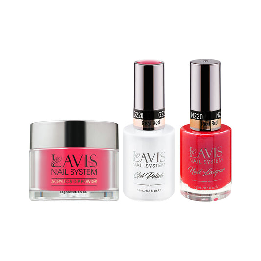 LAVIS 3 in 1 - 220 Real Red - Acrylic & Dip Powder, Gel & Lacquer