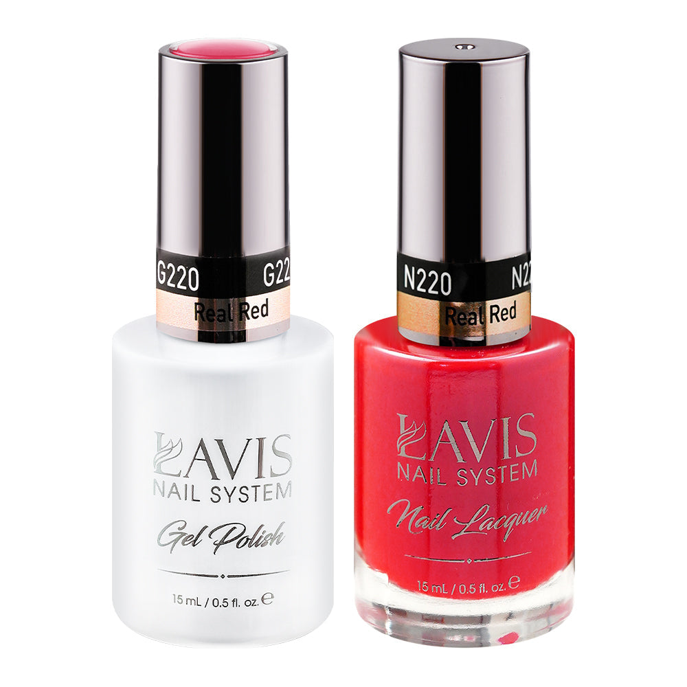 LAVIS 220 Real Red - Gel Polish & Matching Nail Lacquer Duo Set - 0.5oz