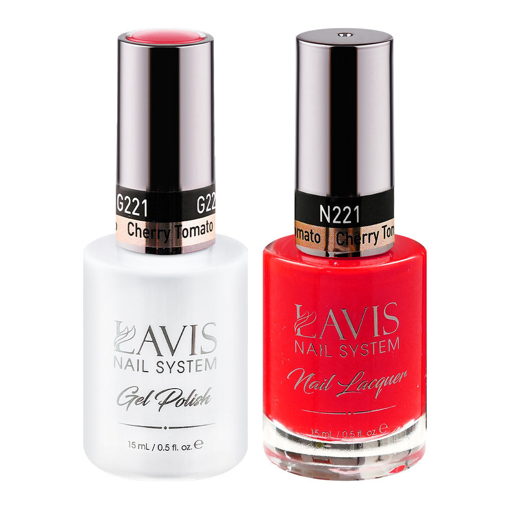 LAVIS 221 Cherry Tomato - Gel Polish & Matching Nail Lacquer Duo Set - 0.5oz