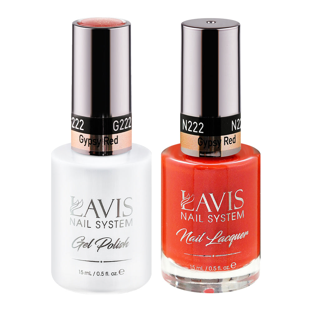 LAVIS 222 Gypsy Red - Gel Polish & Matching Nail Lacquer Duo Set - 0.5oz