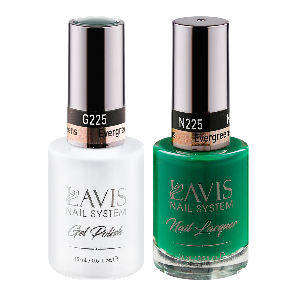 LAVIS 225 Evergreens - Gel Polish & Matching Nail Lacquer Duo Set - 0.5oz