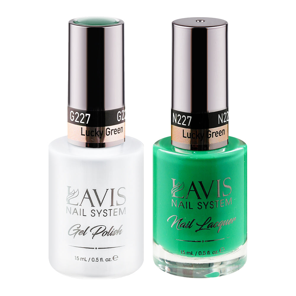 LAVIS 227 Lucky Green - Gel Polish & Matching Nail Lacquer Duo Set - 0.5oz