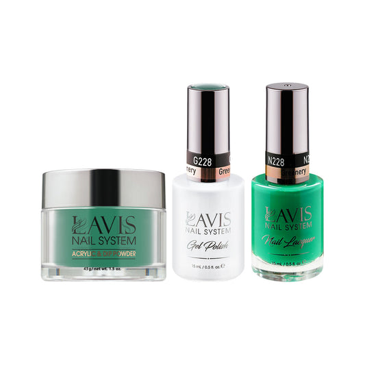 LAVIS 3 in 1 - 228 Greenery - Acrylic & Dip Powder, Gel & Lacquer
