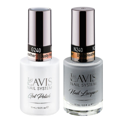 LAVIS 240 Dusty Heather - Gel Polish & Matching Nail Lacquer Duo Set - 0.5oz