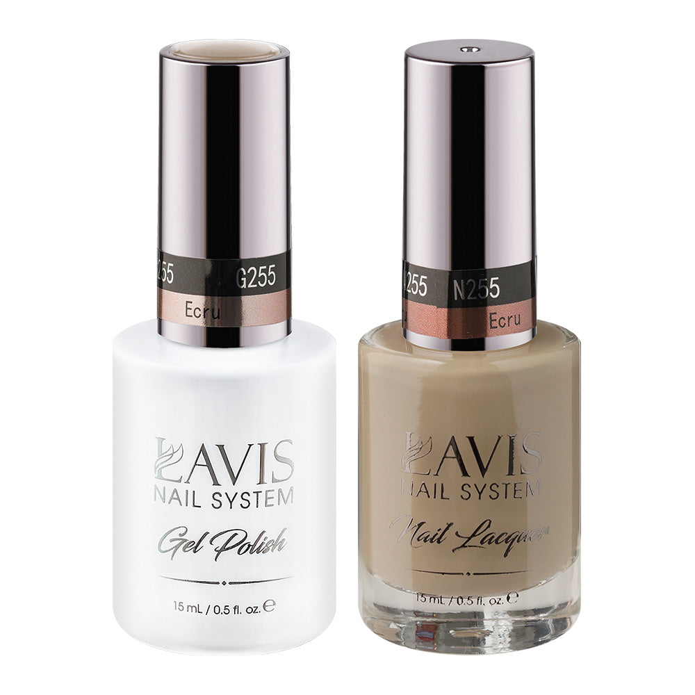 LAVIS 255 Ecru - Gel Polish & Matching Nail Lacquer Duo Set - 0.5oz