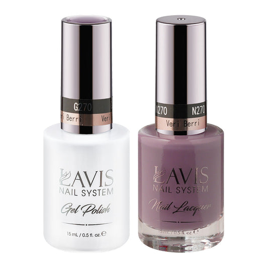 LAVIS 270 Veri Berri - Gel Polish & Matching Nail Lacquer Duo Set - 0.5oz