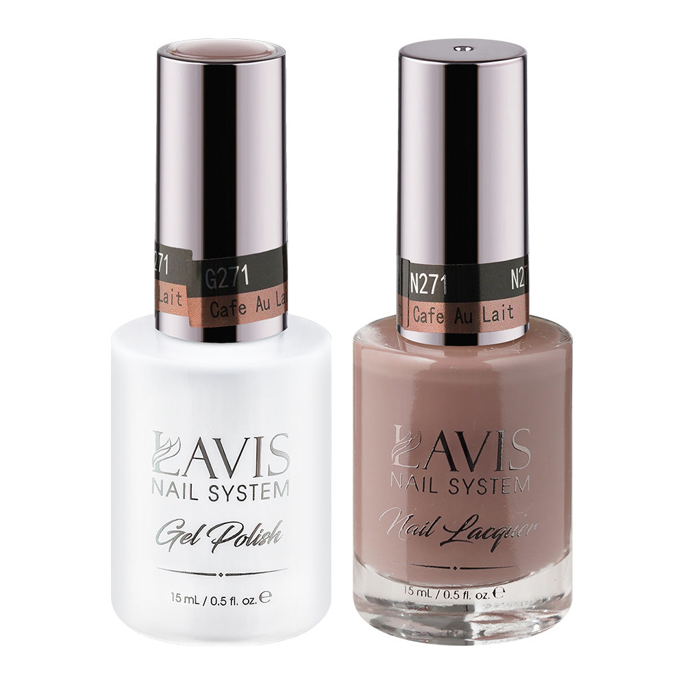 LAVIS 271 Cafe Au Lait - Gel Polish & Matching Nail Lacquer Duo Set - 0.5oz