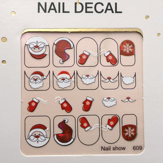 3D Christmas Nail Art Decal Stickers - 609