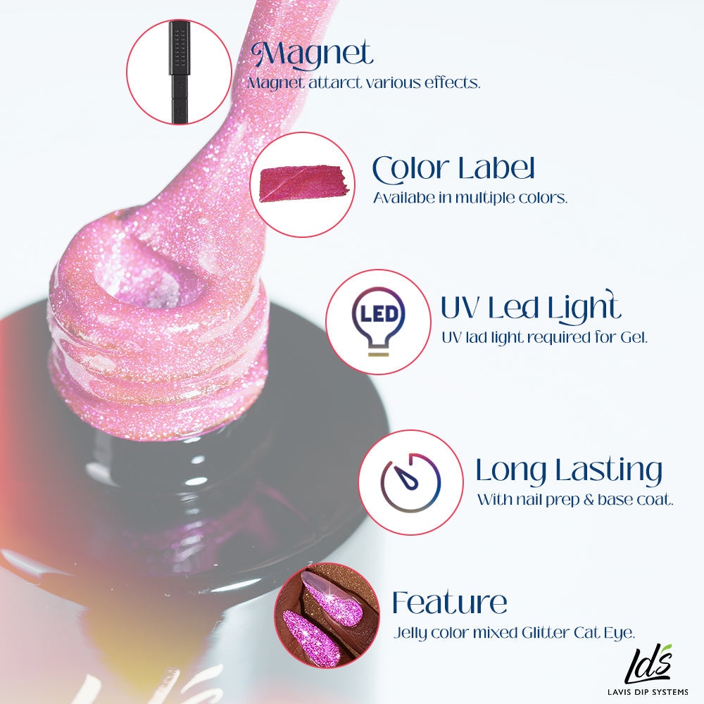  LDS 2 Cyan Shine - Gel Polish 0.5 oz - Reflective Glitter Cat Eyes by LDS sold by DTK Nail Supply