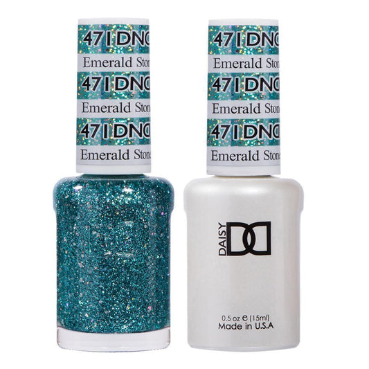 DND 471 Emerald Stone - DND Gel Polish & Matching Nail Lacquer Duo Set - 0.5oz