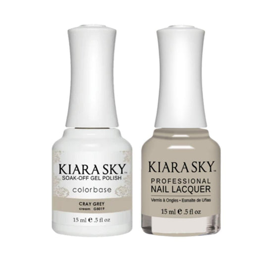 Kiara Sky 5019 CRAY GREY - Gel Polish & Lacquer Combo