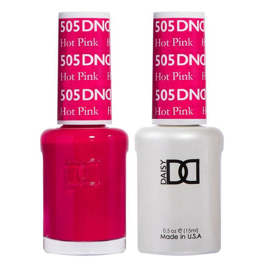 DND 505 Hot Pink - DND Gel Polish & Matching Nail Lacquer Duo Set - 0.5oz