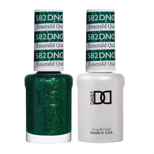 DND 582 Emerald Quartz - DND Gel Polish & Matching Nail Lacquer Duo Set - 0.5oz