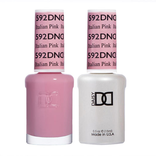 DND 592 Italian Pink - DND Gel Polish & Matching Nail Lacquer Duo Set - 0.5oz