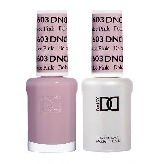 DND 603 Dolce Pink - DND Gel Polish & Matching Nail Lacquer Duo Set - 0.5oz