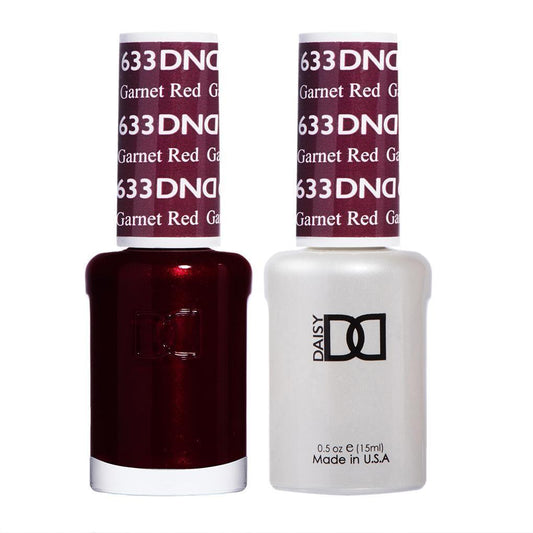 DND 633 Garnet Red - DND Gel Polish & Matching Nail Lacquer Duo Set - 0.5oz