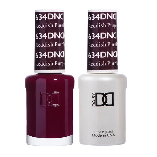 DND 634 Reddish Purple - DND Gel Polish & Matching Nail Lacquer Duo Set - 0.5oz