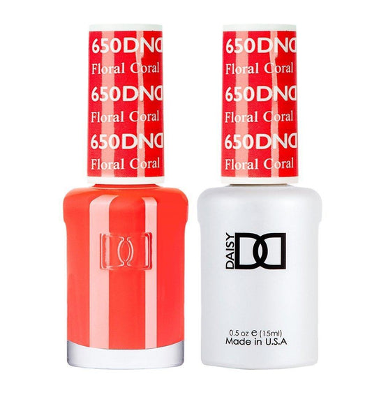 DND 650 Floral Coral - DND Gel Polish & Matching Nail Lacquer Duo Set - 0.5oz