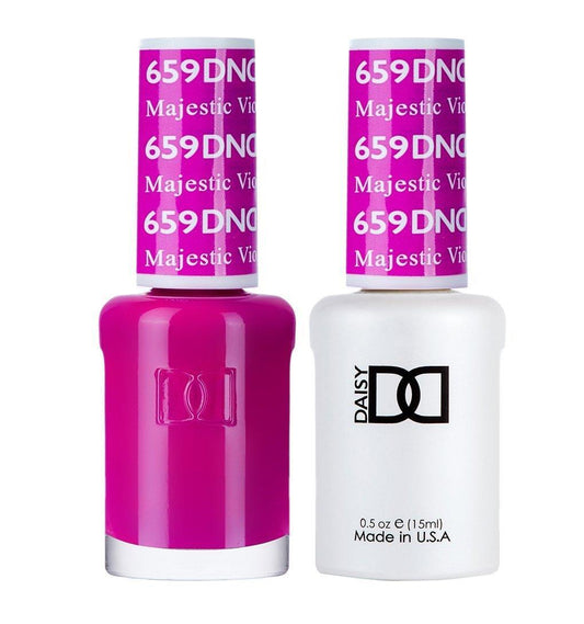 DND 659 Majestic Violet - DND Gel Polish & Matching Nail Lacquer Duo Set - 0.5oz