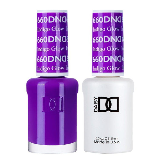 DND 660 Indigo Glow - DND Gel Polish & Matching Nail Lacquer Duo Set - 0.5oz