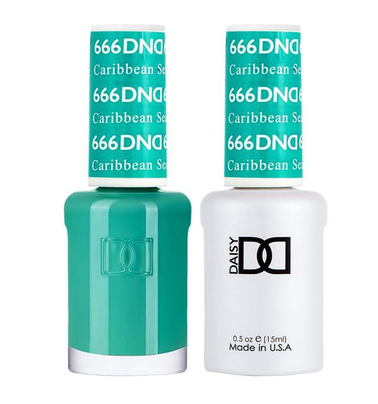 DND 666 Caribbean Sea - DND Gel Polish & Matching Nail Lacquer Duo Set - 0.5oz