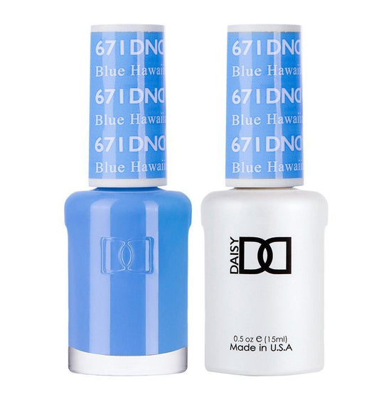 DND 671 Blue Hawaiian - DND Gel Polish & Matching Nail Lacquer Duo Set - 0.5oz