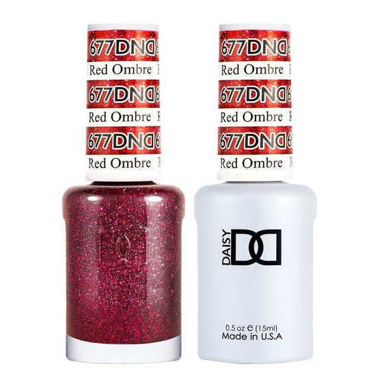 DND 677 Red Ombre - DND Gel Polish & Matching Nail Lacquer Duo Set - 0.5oz