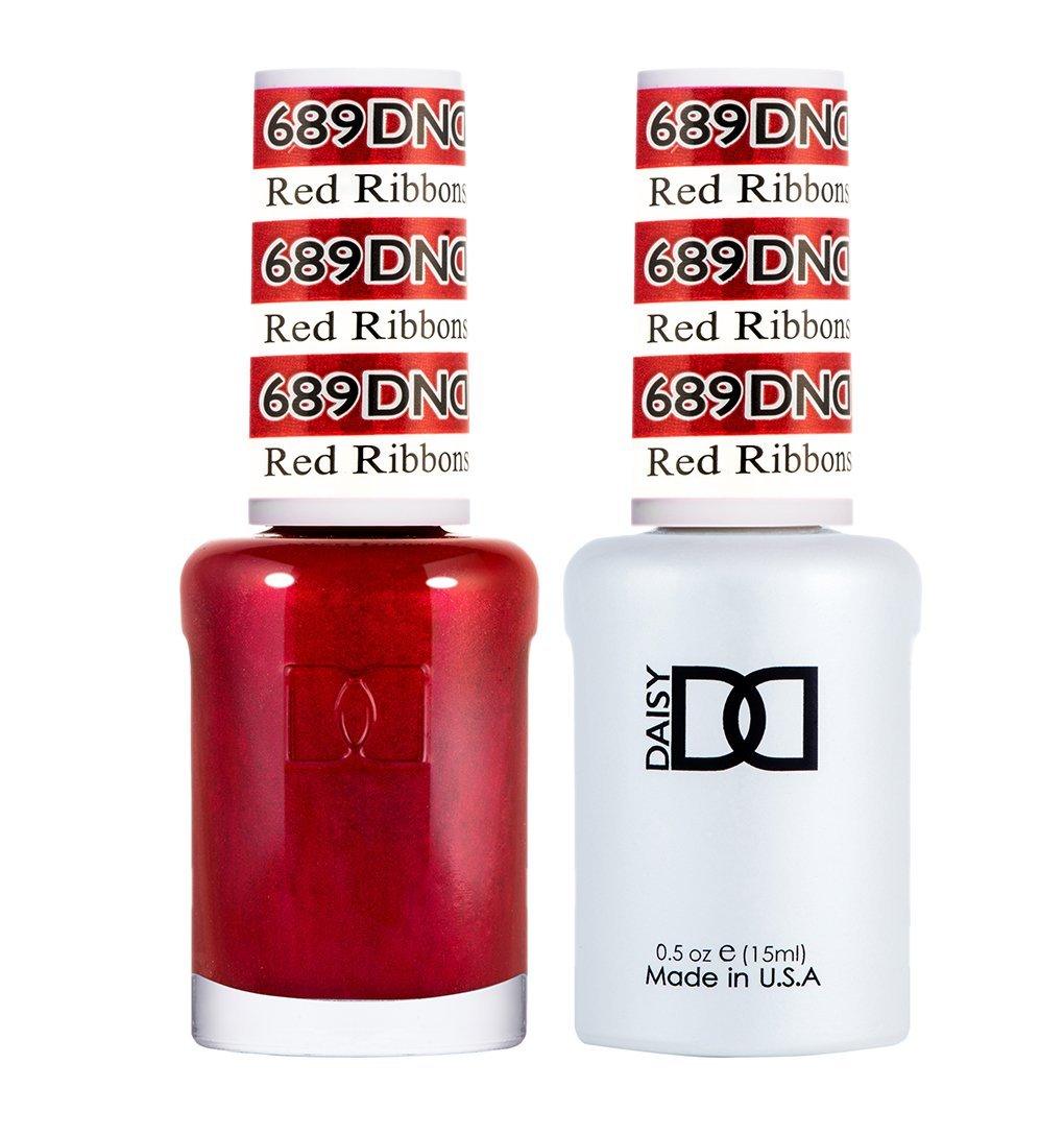 DND 689 Red Ribbons - DND Gel Polish & Matching Nail Lacquer Duo Set - 0.5oz