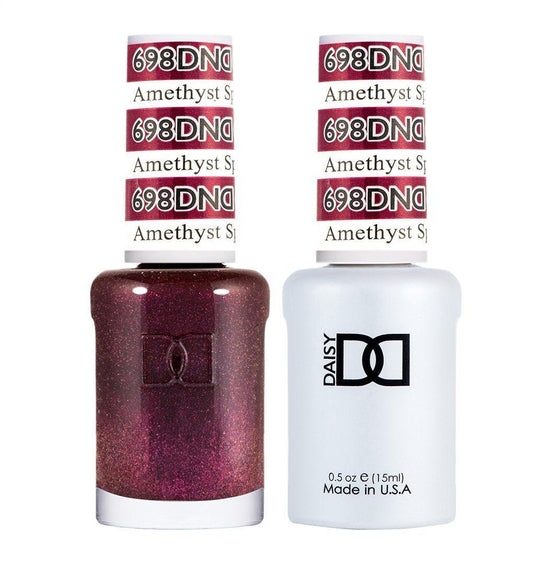 DND 698 Amethyst Sparkles - DND Gel Polish & Matching Nail Lacquer Duo Set - 0.5oz
