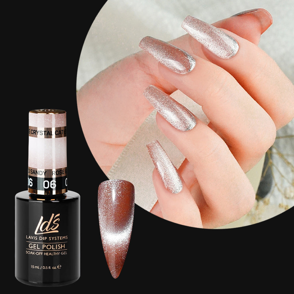 LDS 6 Rose Gold Sandy - Gel Polish 0.5 oz - Ice Crystal Cat Eyes