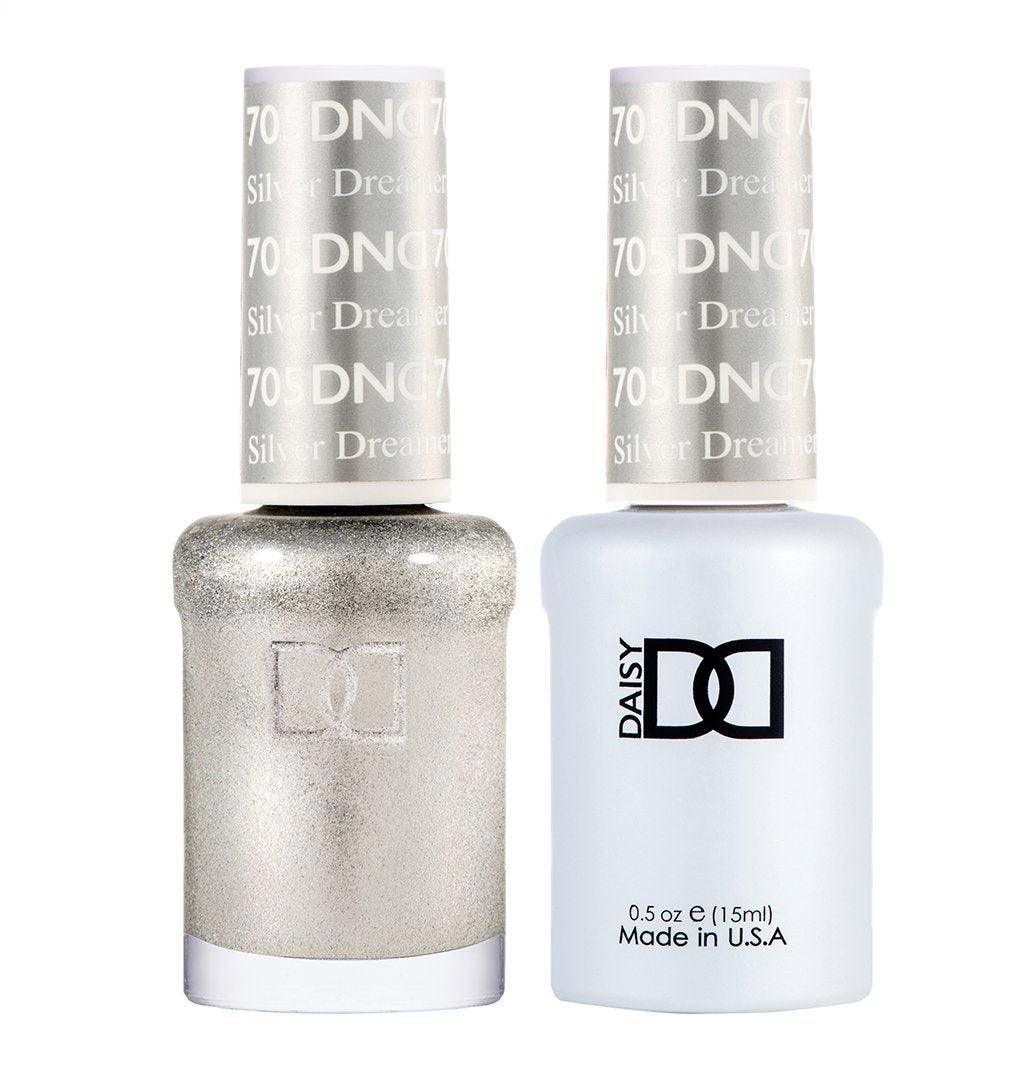 DND 705 Silver Dreamer - DND Gel Polish & Matching Nail Lacquer Duo Set - 0.5oz