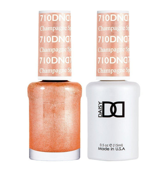 DND 710 Champagne Sparkles - DND Gel Polish & Matching Nail Lacquer Duo Set - 0.5oz