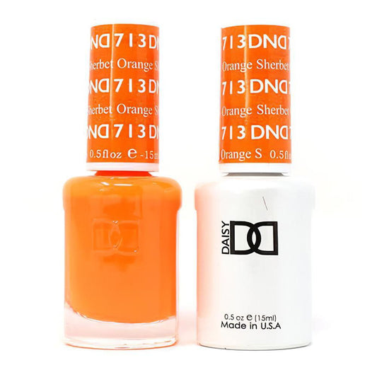 DND 713 Orange Sherbet - DND Gel Polish & Matching Nail Lacquer Duo Set - 0.5oz