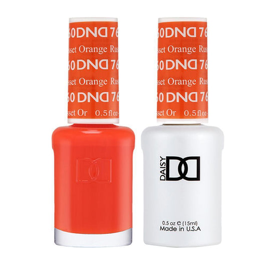 DND 760 Russet Orange - DND Gel Polish & Matching Nail Lacquer Duo Set - 0.5oz