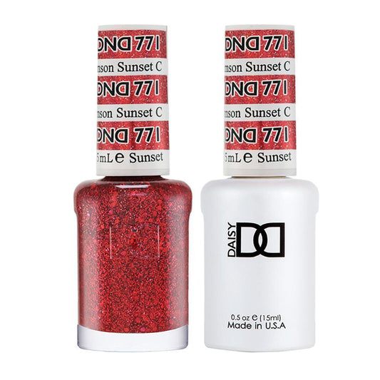 DND 771 Crimson Sunset - DND Gel Polish & Matching Nail Lacquer Duo Set - 0.5oz