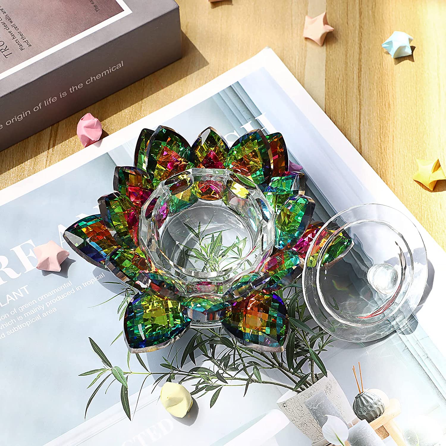 Crystal Lotus Flower Dappen Dish - Multicolor