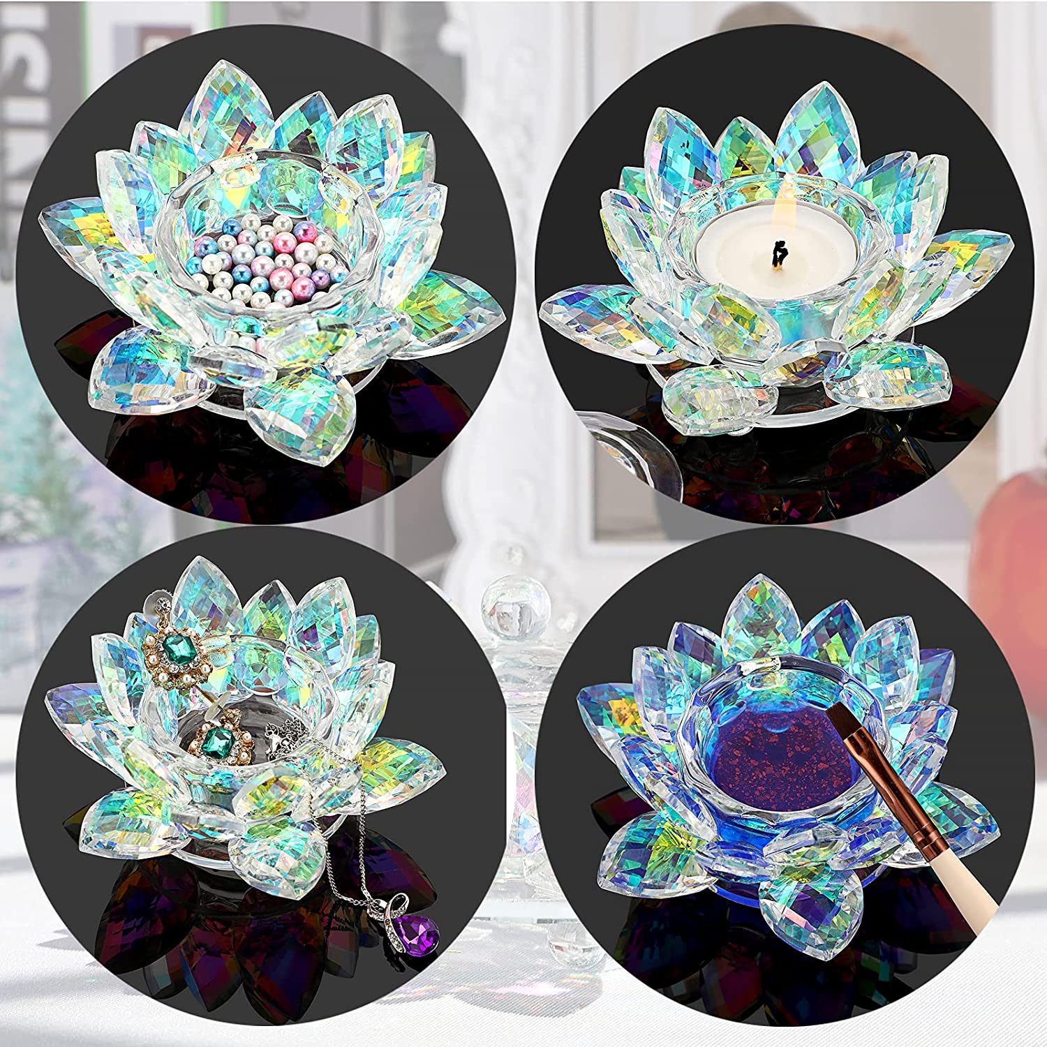 Crystal Lotus Flower Dappen Dish - Ab Color