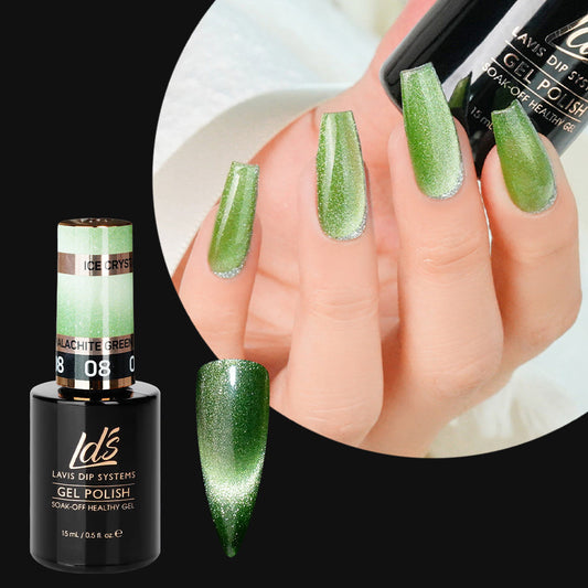 LDS 8 Malachite Green - Gel Polish 0.5 oz - Ice Crystal Cat Eyes