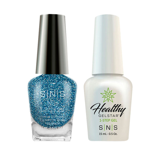 SNS AN13 Frosty Blue Star Gelous - SNS Gel Polish & Matching Nail Lacquer Duo Set - 0.5oz
