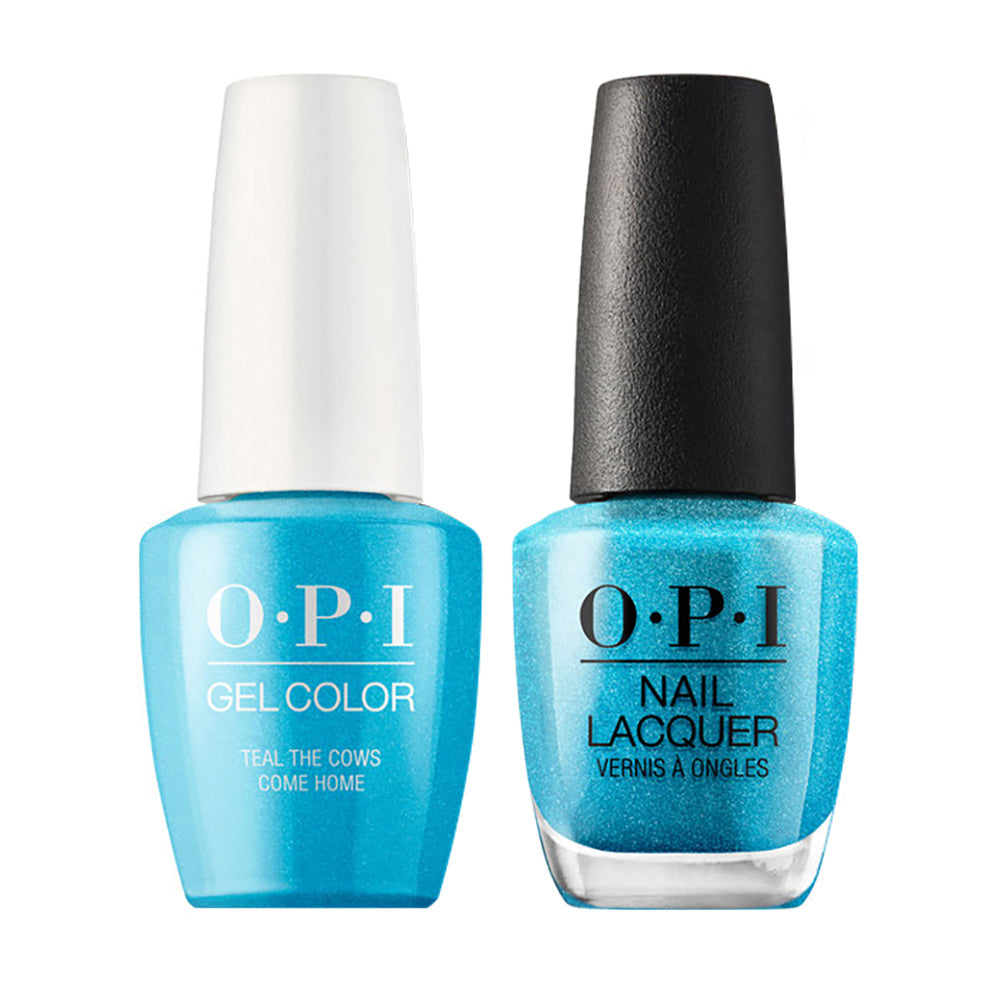 OPI B54 Teal The Cows Come Home - Gel Polish & Matching Nail Lacquer Duo Set 0.5oz